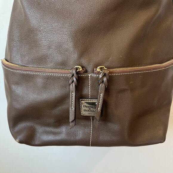 Dillen Pocket Sac Dooney & Bourke Brown Leather Hobo Bag Purse Shoulder - Picture 3 of 9